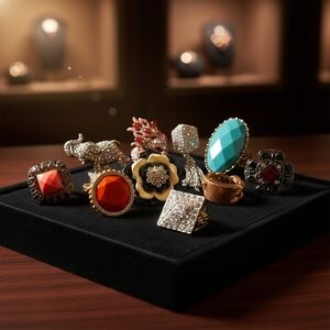 Elegant Assorted  Statement Rings With Stretchy Backs